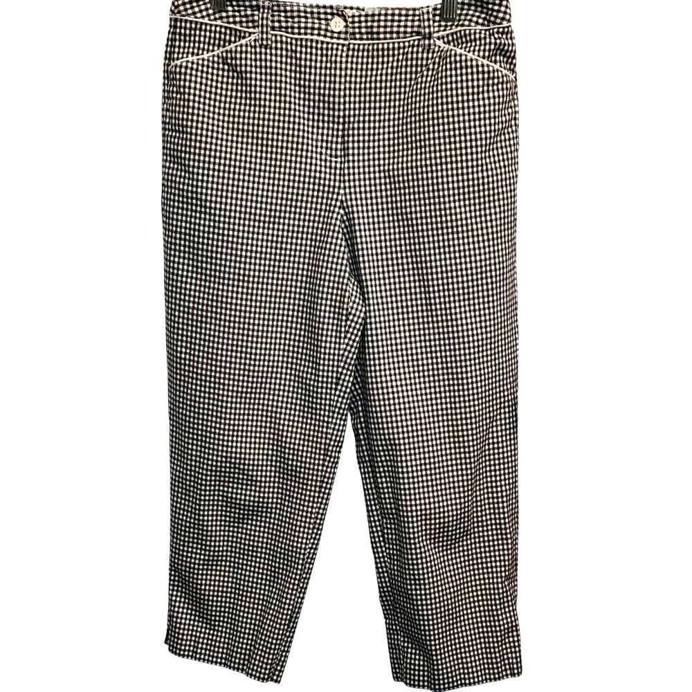 TALBOTS Black and White Gingham Checkered Cropped Capri Pants Size 8
